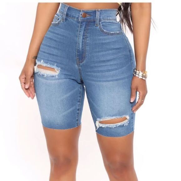 Denim Stretch Bermuda Shorts - Picture 1 of 5